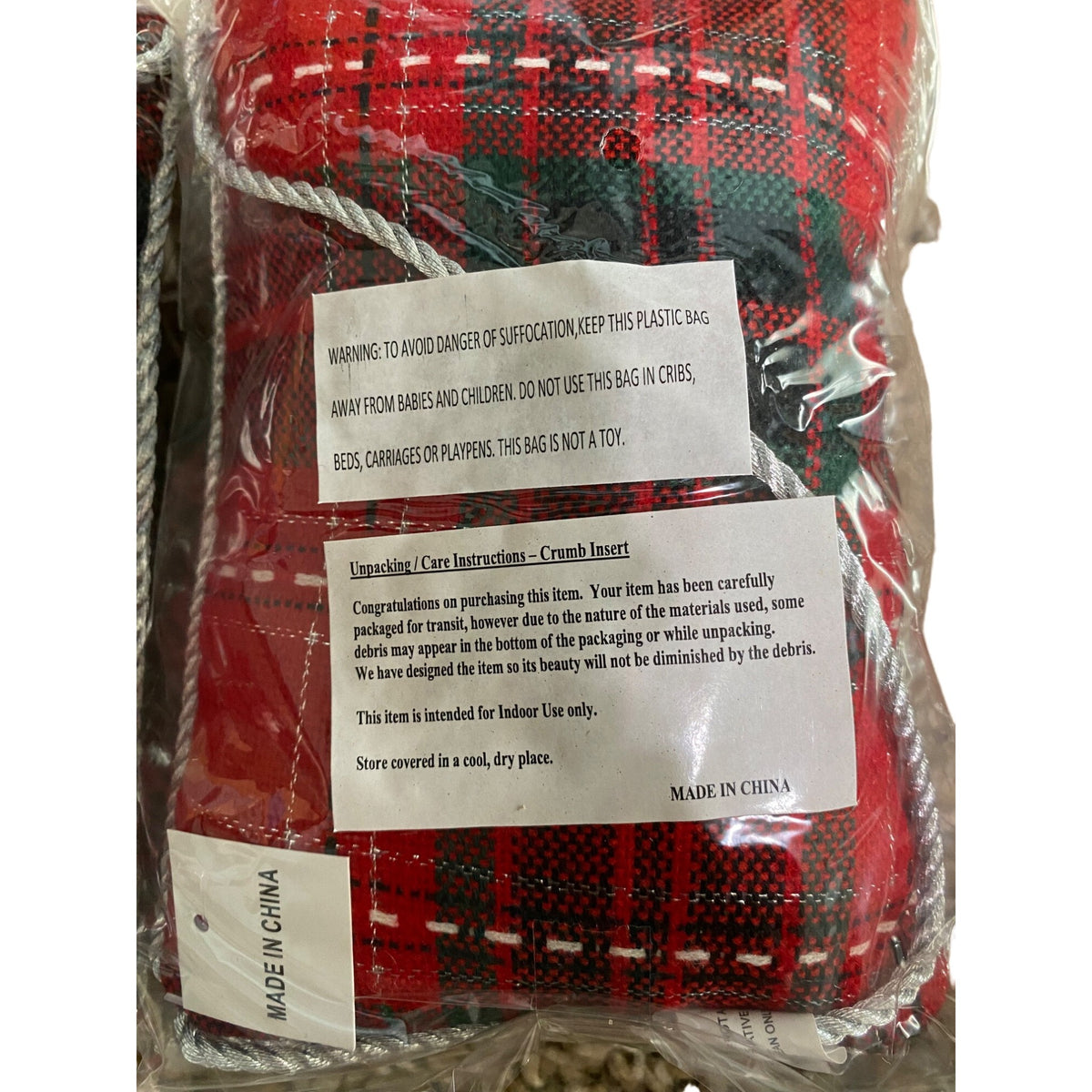 Red & Green Plaid Decorative Throw Pillows 2-Piece Set With "Peace" & "Joy" Script Indoor Use Only 12"x8" Each