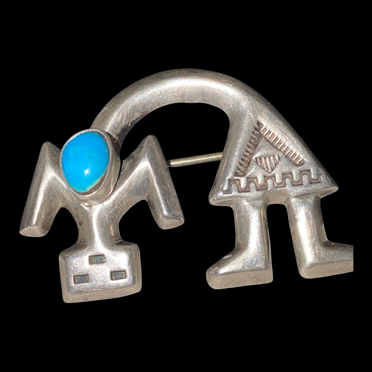 Rainbow God Yei Brooch Turquoise Sterling Silver Felix Joe Navajo Native American
