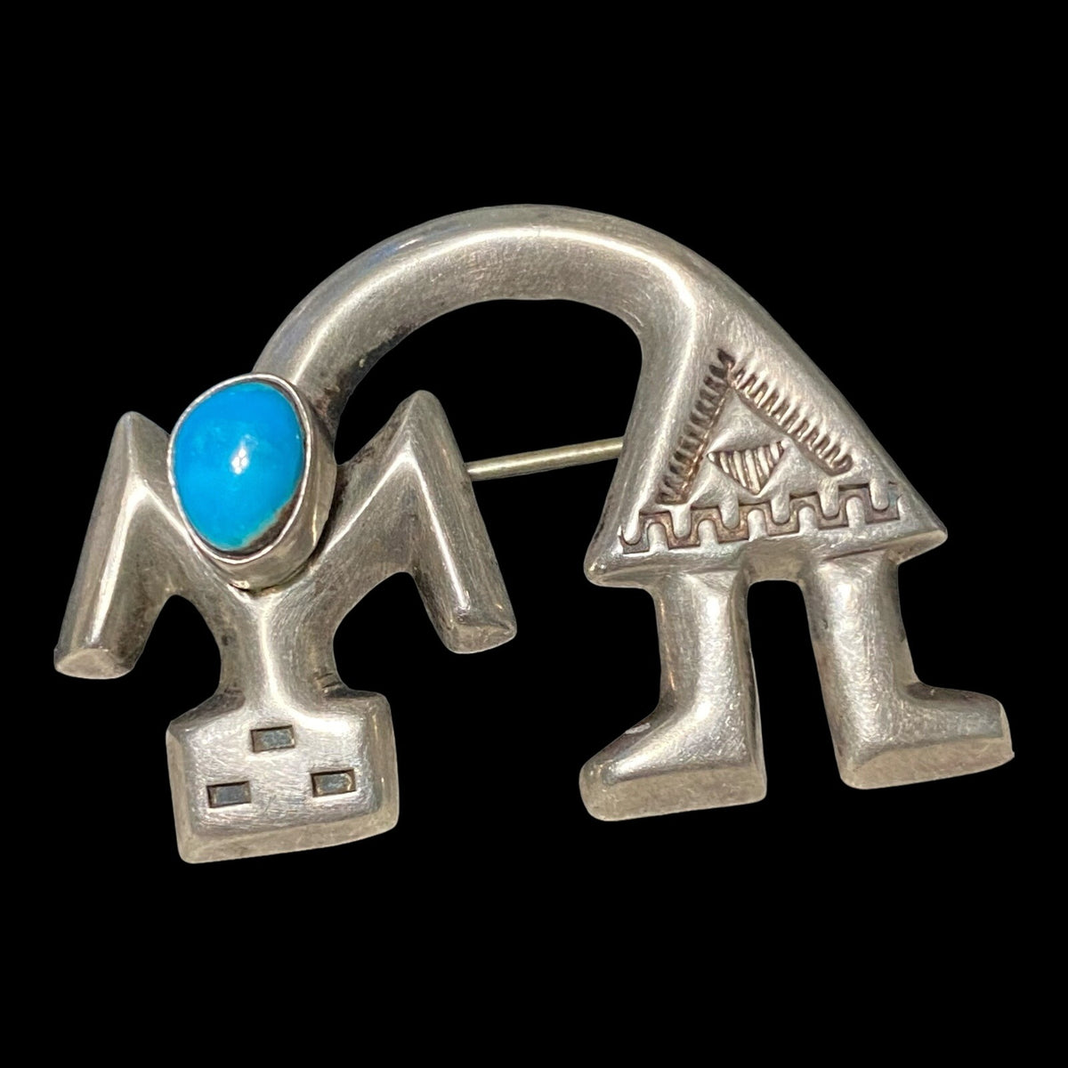 Rainbow God Yei Brooch Turquoise Sterling Silver Felix Joe Navajo Native American