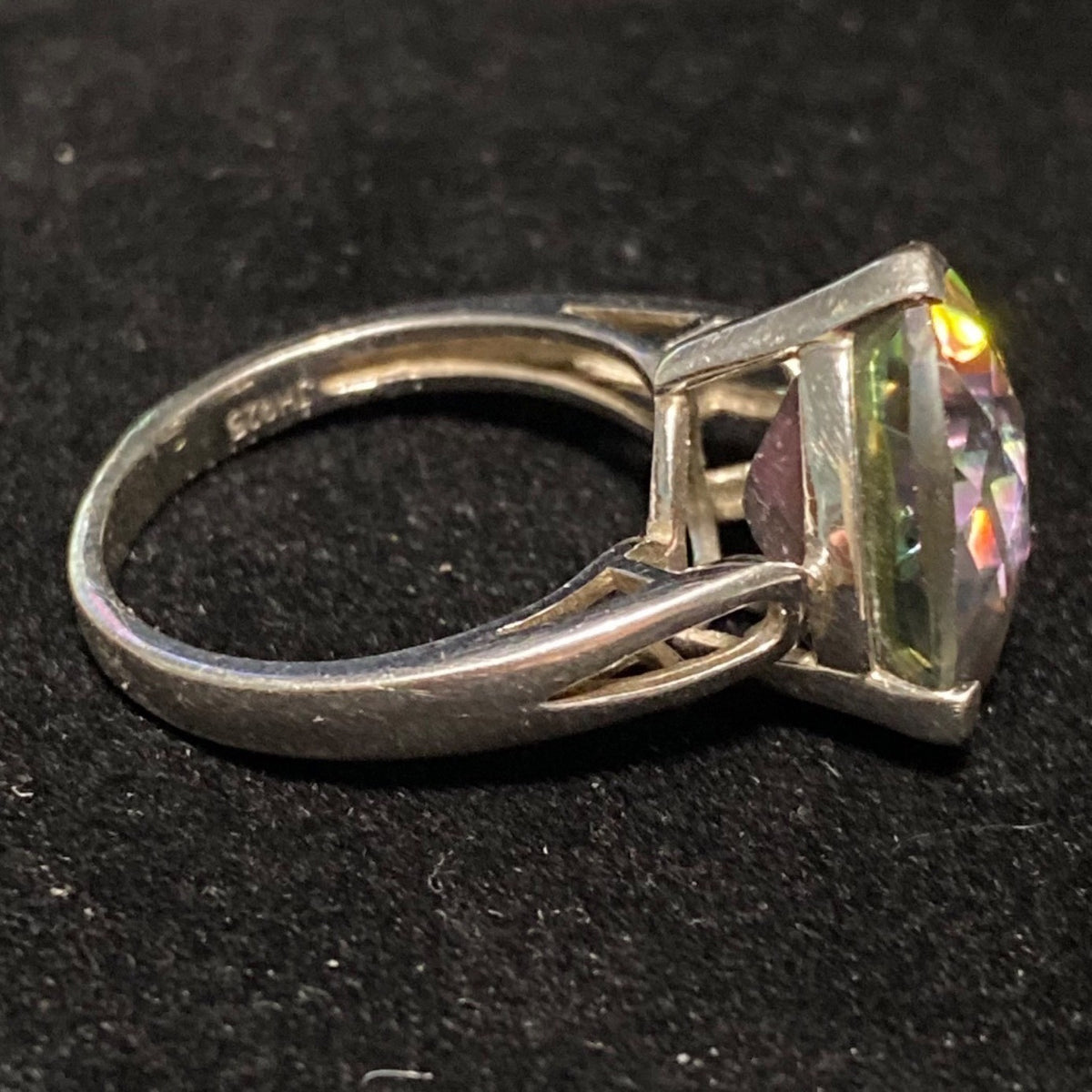 Spinel Trillion Cut Ring Size 6.5 6.91 ct. 14mm Faceted Triangle Sterling Silver Stamped JH 925 Stone Tested
