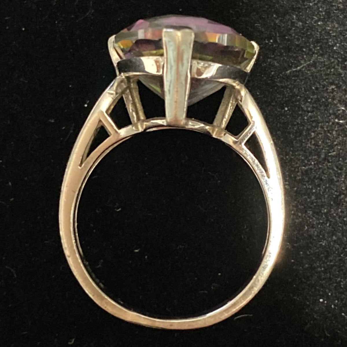 Spinel Trillion Cut Ring Size 6.5 6.91 ct. 14mm Faceted Triangle Sterling Silver Stamped JH 925 Stone Tested