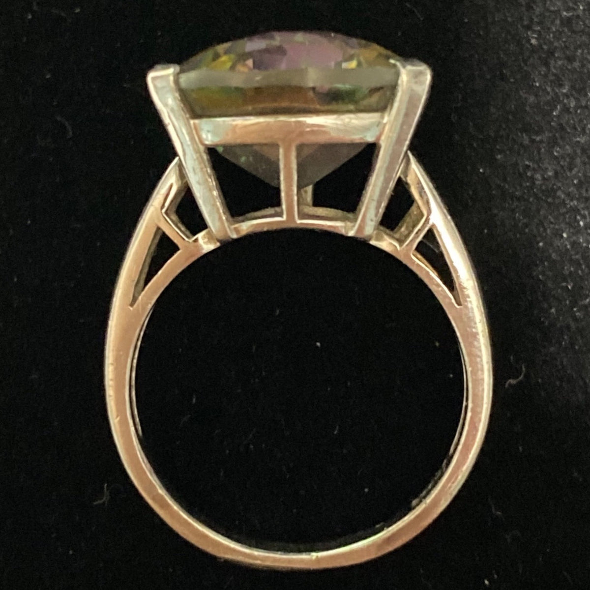 Spinel Trillion Cut Ring Size 6.5 6.91 ct. 14mm Faceted Triangle Sterling Silver Stamped JH 925 Stone Tested