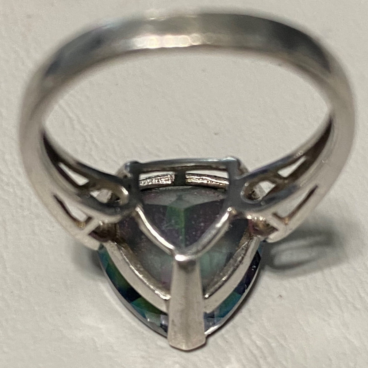 Spinel Trillion Cut Ring Size 6.5 6.91 ct. 14mm Faceted Triangle Sterling Silver Stamped JH 925 Stone Tested