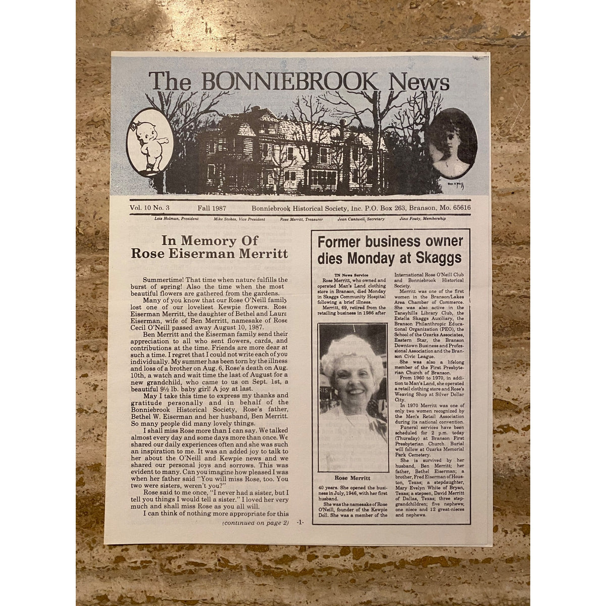 Antique The Bonniebrook News 1987 Historical Society Newsletter Set Of 4