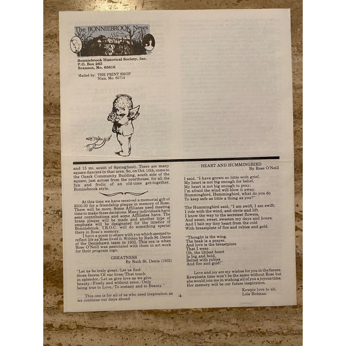 Antique The Bonniebrook News 1987 Historical Society Newsletter Set Of 4
