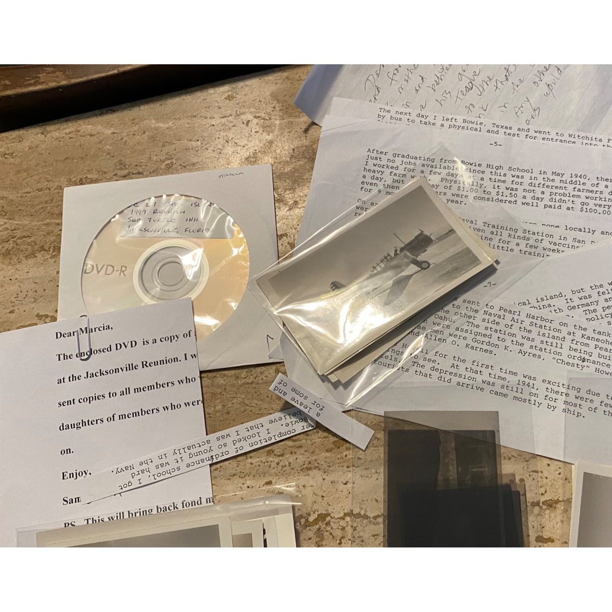 World War II Memorabilia Collection 1941 Pearl Harbor Jacksonville Reunion DVD Photos Letters