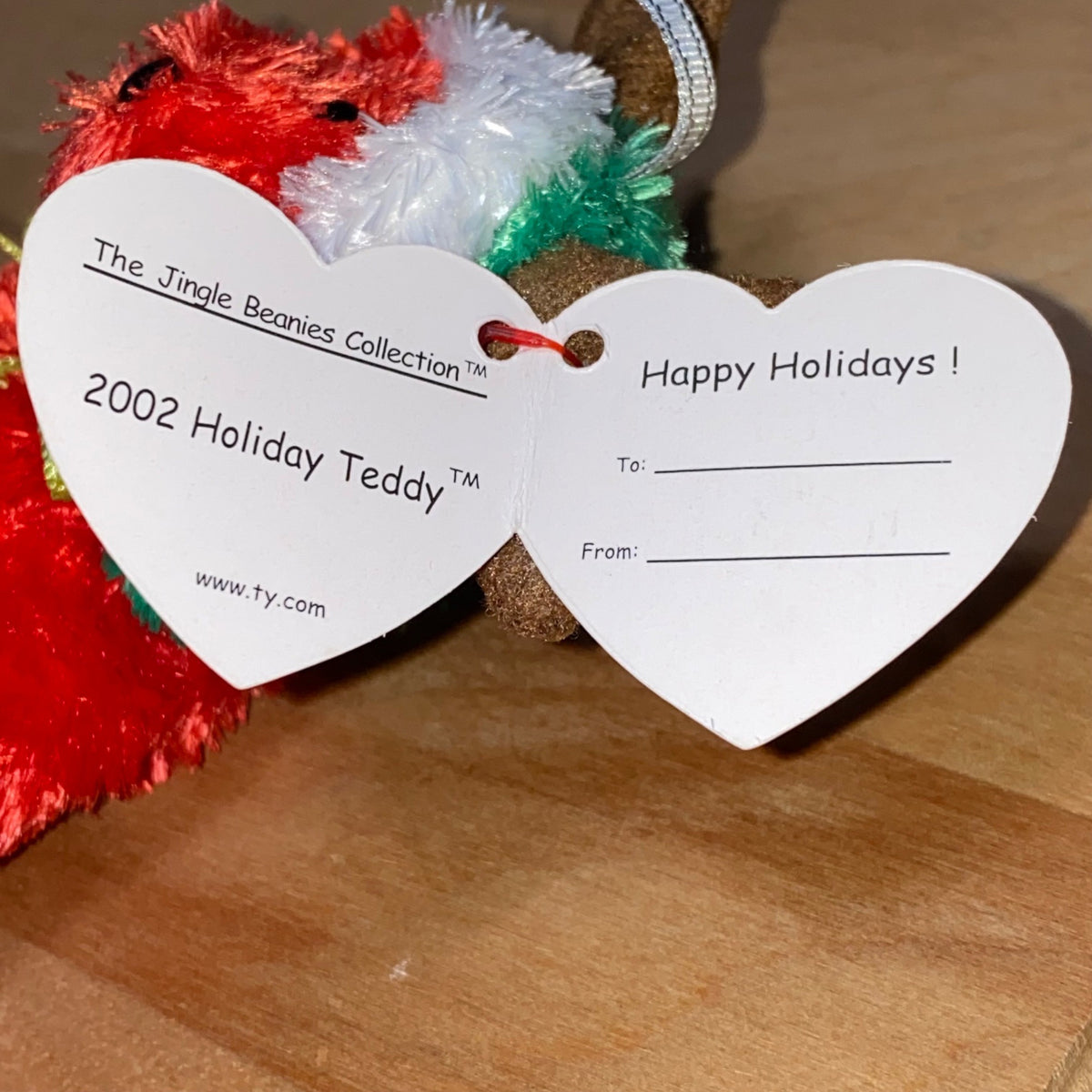 Ty Jingle Beanies 2002 Holiday Teddy Set With Antlers & Santa Hats