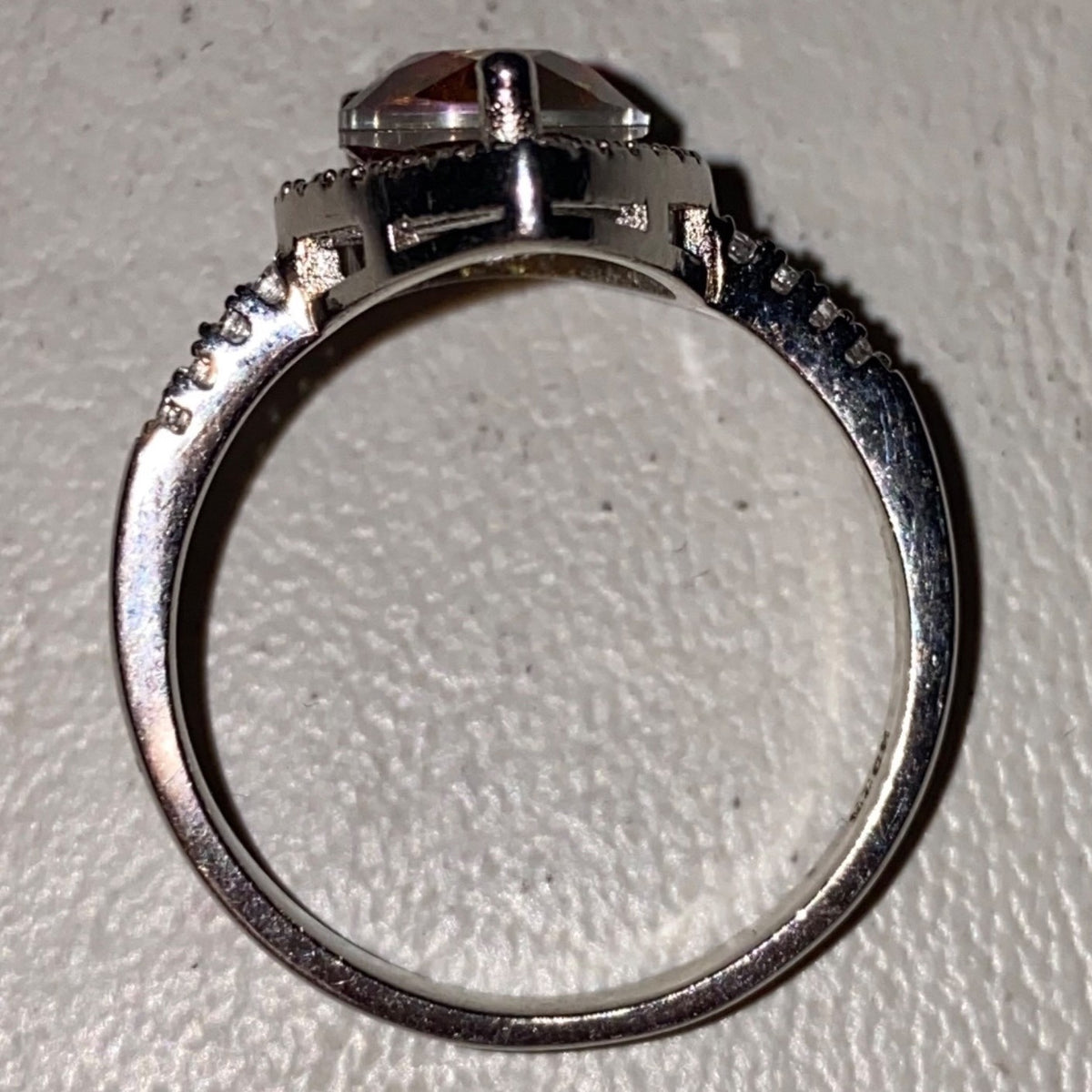 Ring Tourmaline Size 8 Pear-Shaped Tourmaline Stone 10mm x 8mm 38 CZ Cubic Zirconia 1mm x 1mm Sterling Silver Stamped 925