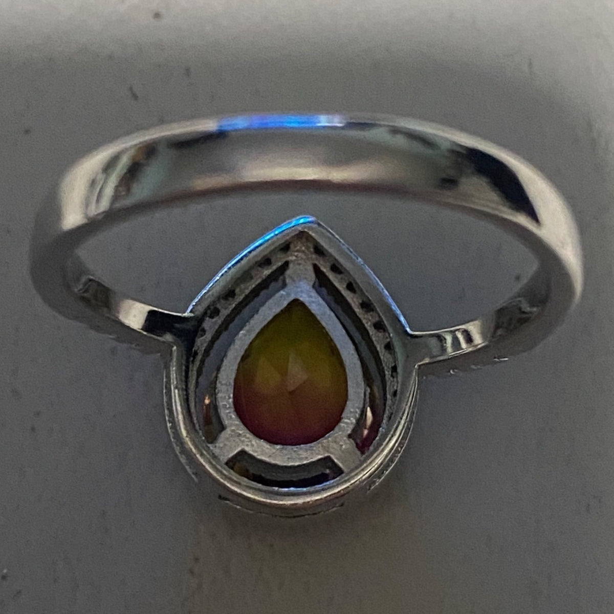 Ring Tourmaline Size 8 Pear-Shaped Tourmaline Stone 10mm x 8mm 38 CZ Cubic Zirconia 1mm x 1mm Sterling Silver Stamped 925