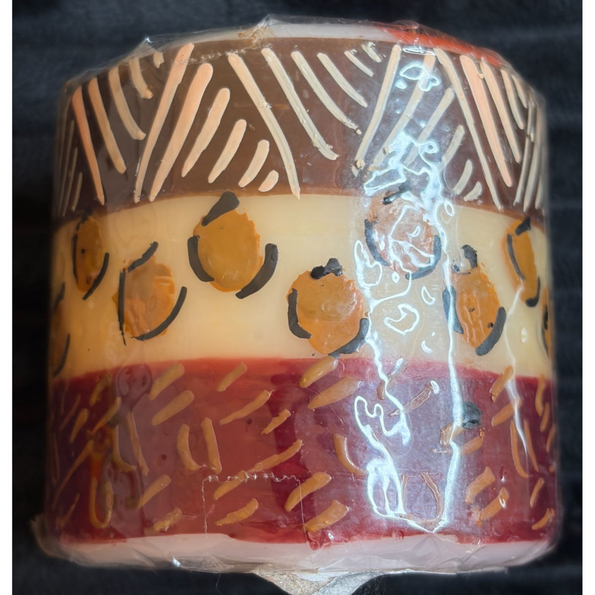 Handmade Fair-Trade South African Nobunto Uzima 3" Multicolor Pillar Candle - Artistic & Unique Primitive Design Layered Decor Accent