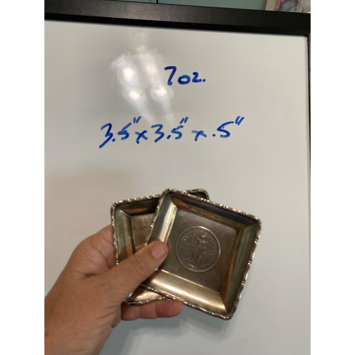 Square Tray Sammy Sterling Circa 1900-1930 China Hong Kong Great Britain 1902 1909 Silver Trade Dollar Vintage