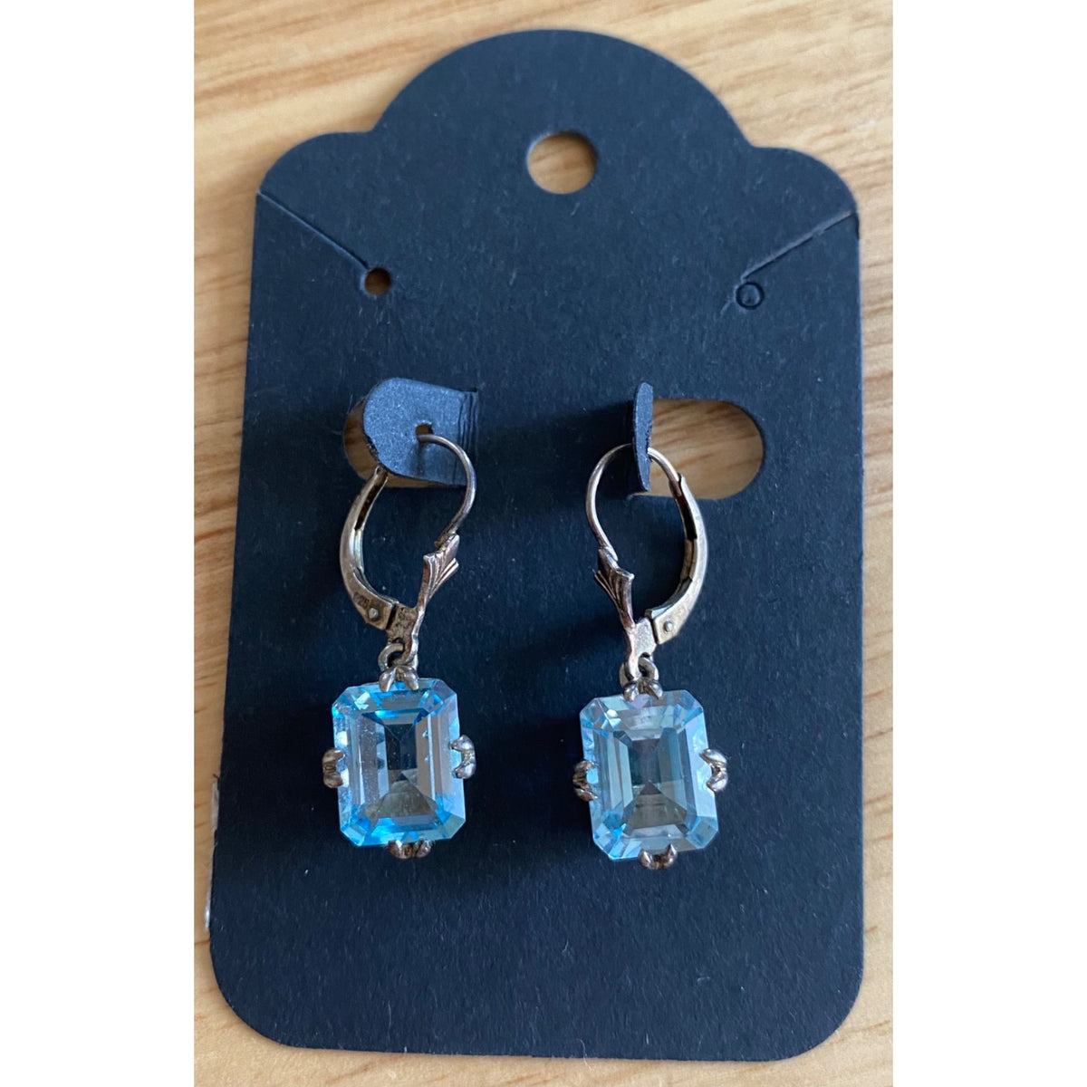 Vintage Sterling Silver 925 Earrings With Blue Sapphire Gemstones & Leverback Closure