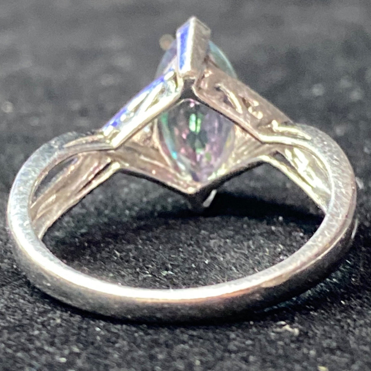 Ring Mystic Topaz 12mm x 6mm 2 Carats Size 7 Vintage Jewelry Sterling Silver