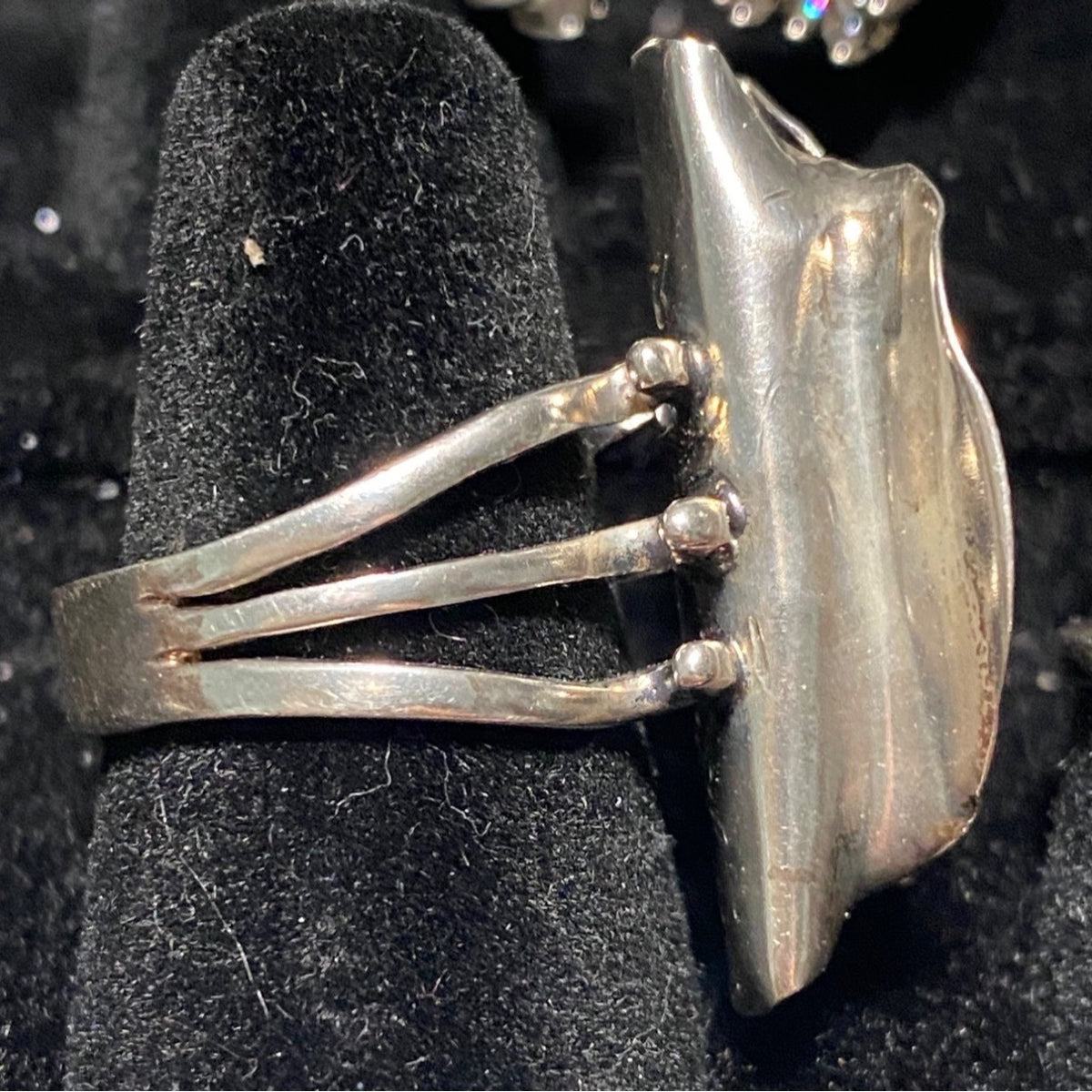 Sal Sturiale Ring Pearl Size 6 31mm x 18mm Sterling Silver Stamped 925 Artisan Vintage Modernist 1980s