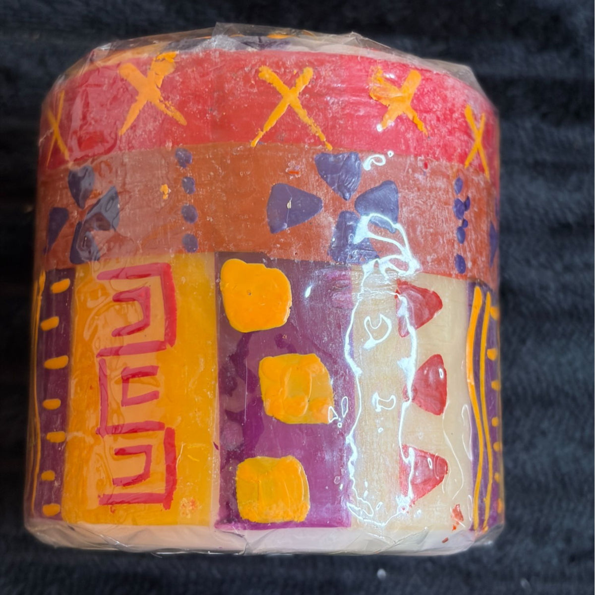 Nobunto Hand-Made 3" Pillar Candle Indabuko Fair-Trade From South Africa Multi-Color Unique Patterns