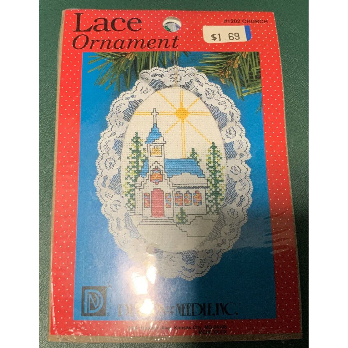 Lace Ornament Cross-Stitch Kit "1202 Church" By Designs For The Needle With Thread Aida Fabric & Instructions