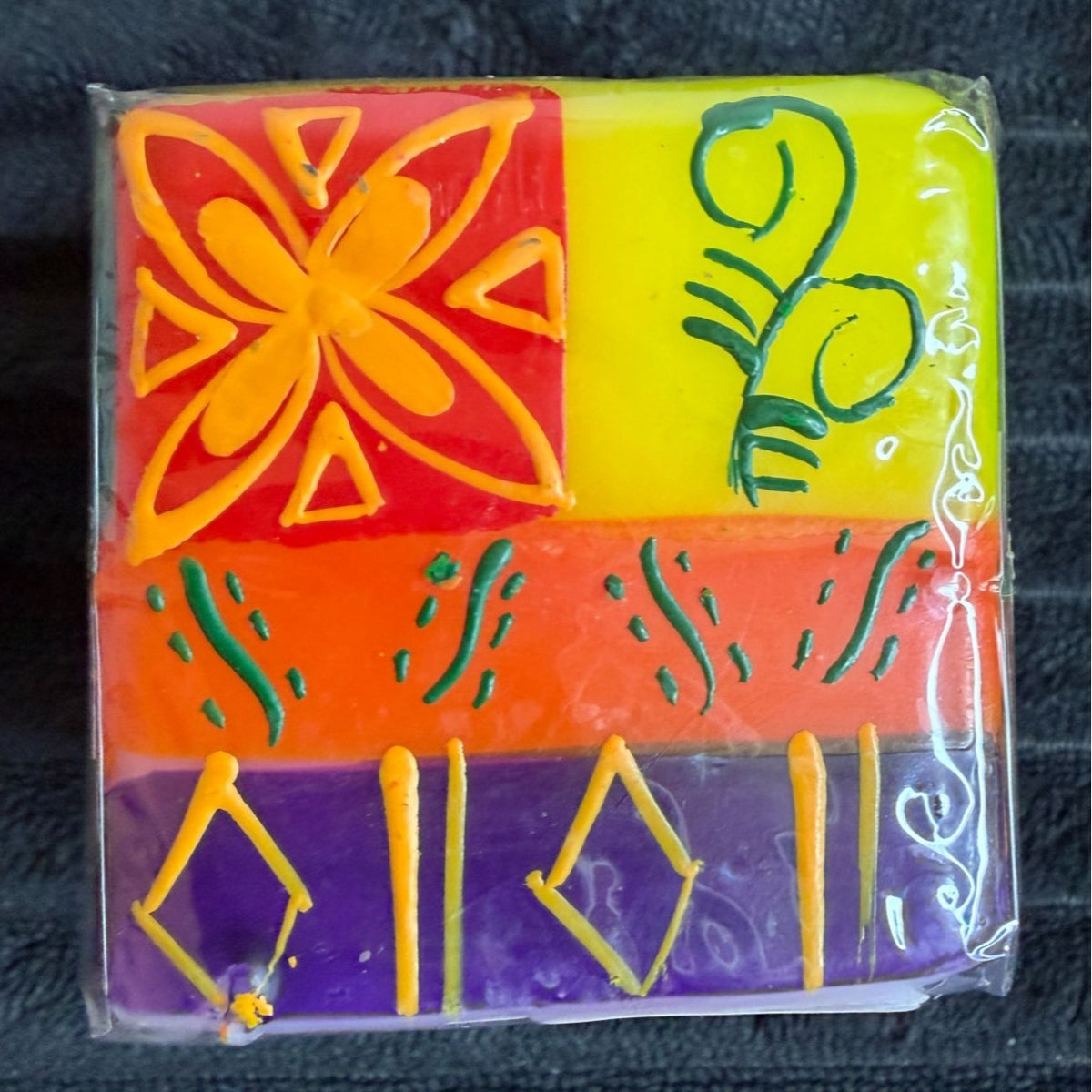 Handmade Fair-Trade South African Nobunto 2.25" Square Candle Matuko Artistic Colors