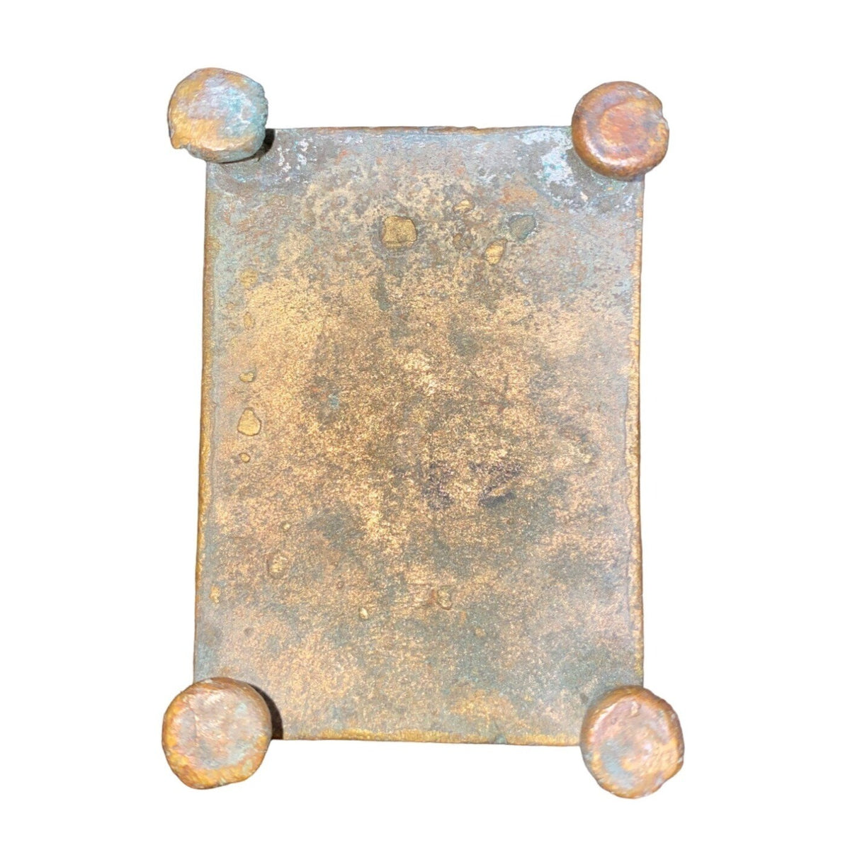 Handmade Bronze African Box-Style Statue With Musicians Cameroonian Art 4" X 2" X 5" Rustic Décor Piece