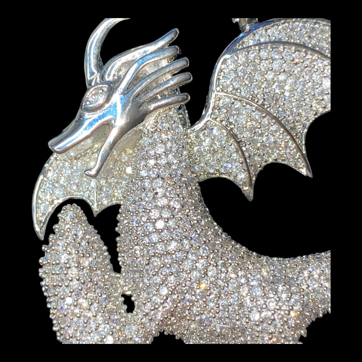 34" Necklace Dragon Pendant 6mm Faceted Black Tourmaline Schorl in Stainless Steel Settings Jewelry