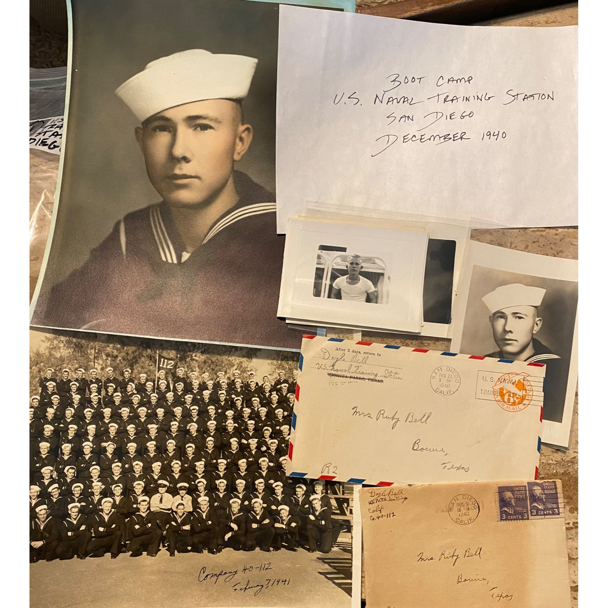 U.S. Naval Training Station San Diego Letters & Photos From 1940
