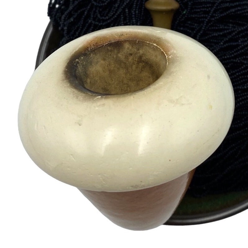 Pipe Calabash Gourt Possible Meerschaum Tobacco Vintage Pre-Smoked Tan White Black