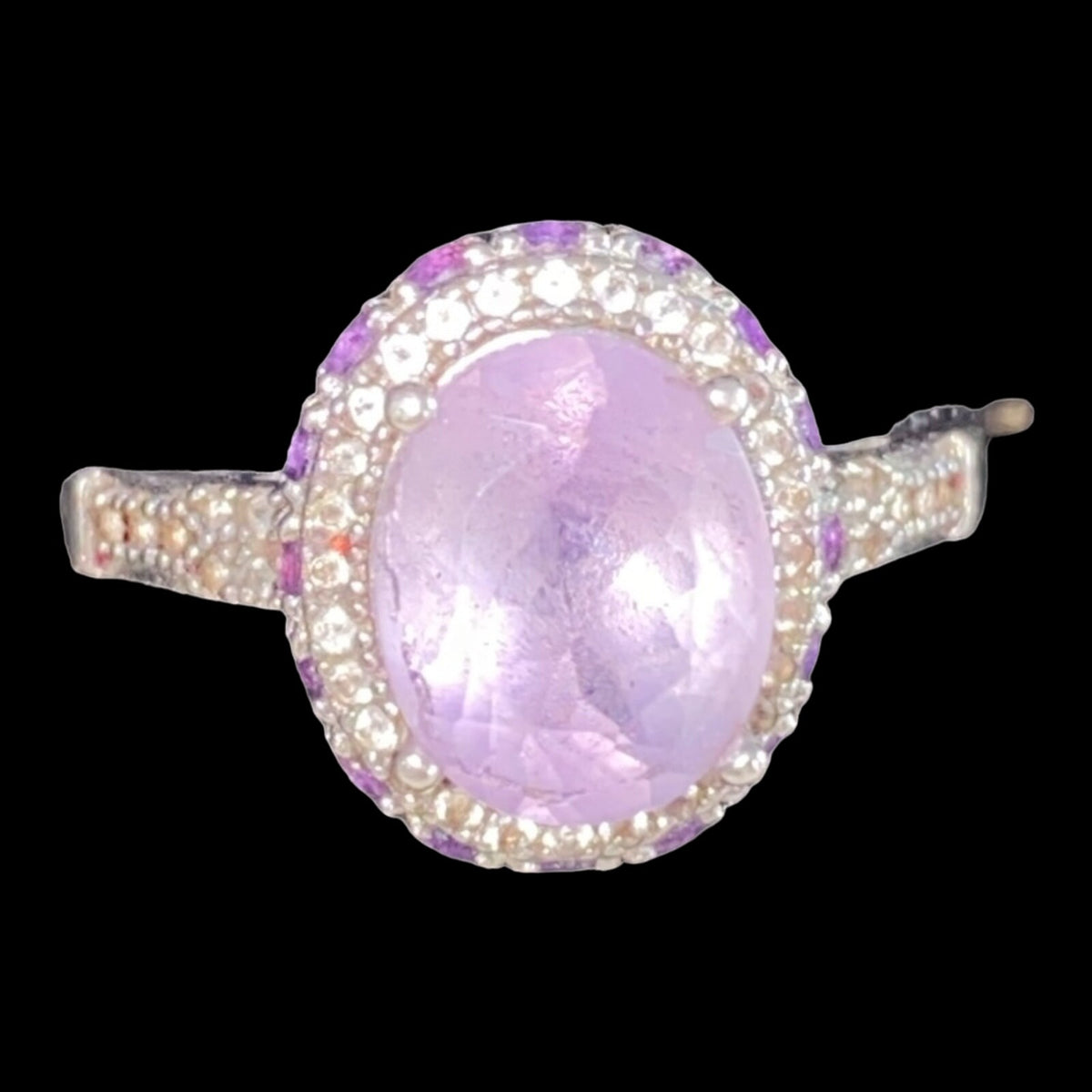 Ring Size 7 4.683 Carats Total Spinel Amethyst White Sapphire Women Sterling Silver 925
