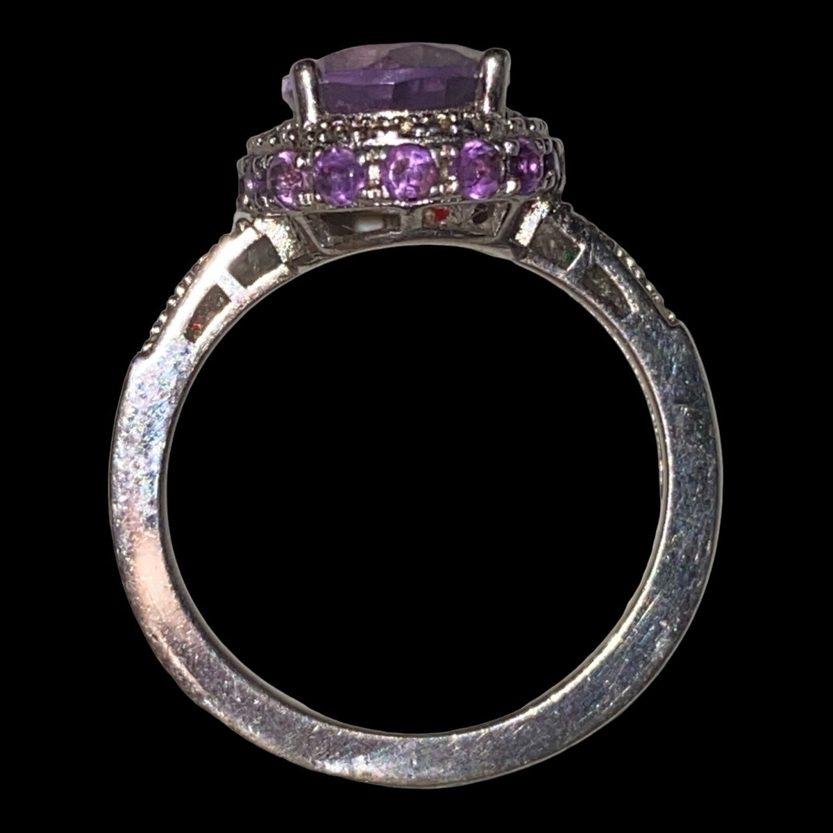 Ring Size 7 4.683 Carats Total Spinel Amethyst White Sapphire Women Sterling Silver 925