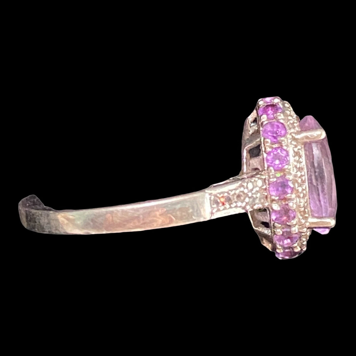 Ring Size 7 4.683 Carats Total Spinel Amethyst White Sapphire Women Sterling Silver 925