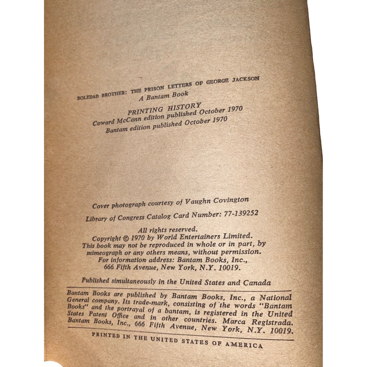 Soledad Brother: The Prison Letters Of George Jackson Paperback Book