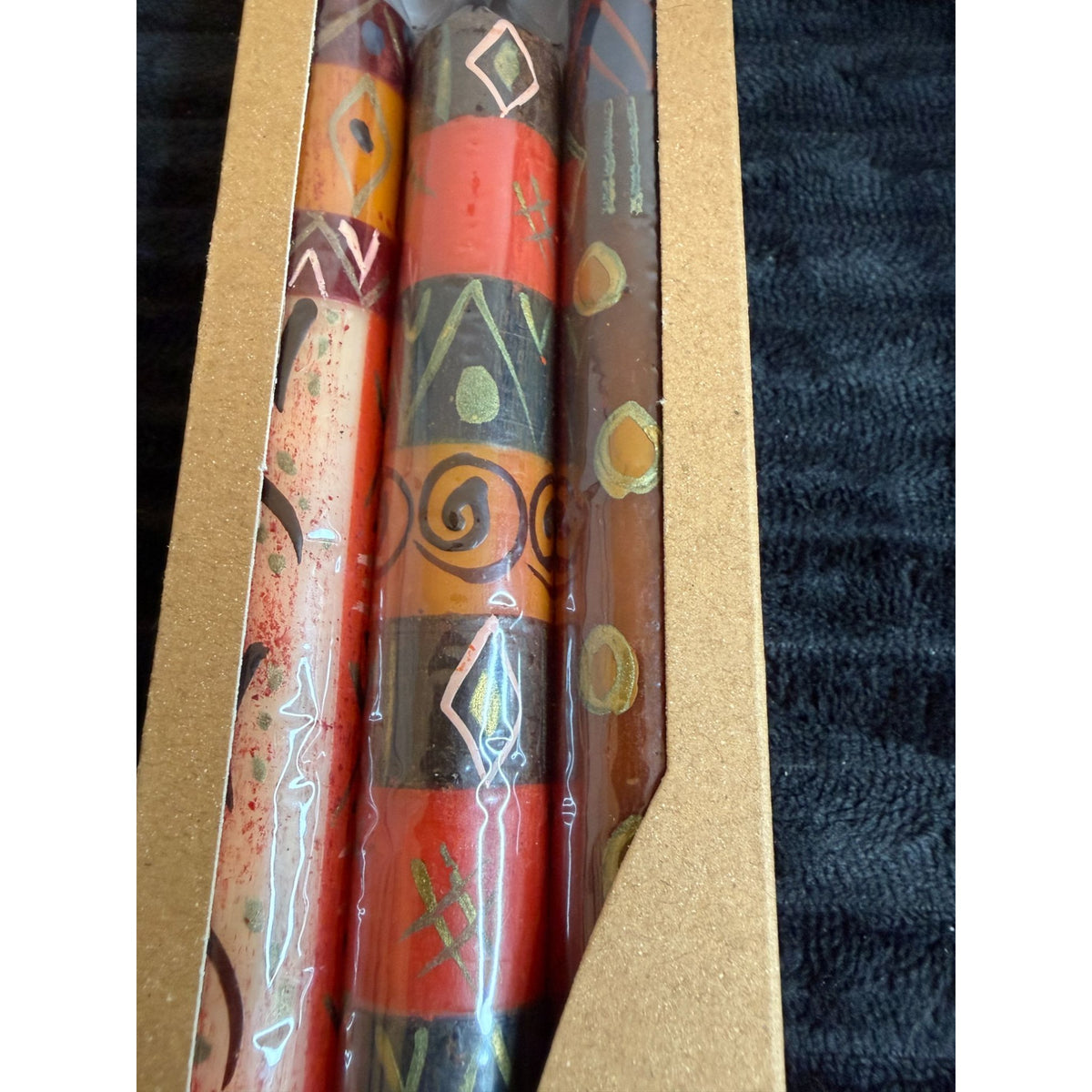 Hand-Painted Nobunto Bongazi 3PC 9" Dinner Candles Bongazi Fair Trade Unique Colors South African Artisan Craft