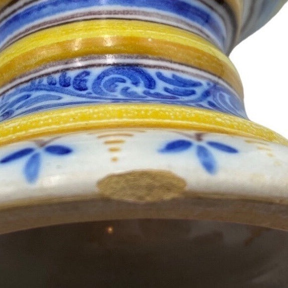 Lot of 2 Talavera Vase Two-Handled No. 63 Espana Spain Top Shield Crescent Moon Chicken Rabbit Poultry Hare Home Villa