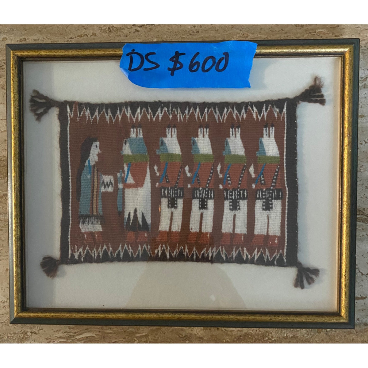 Tapestry Miniature Rug Navajo Native American 7.5” x 5” Tapestry Only A-3083 Weaver Darlene Yazzie Area 1988 Canyon de Chelly Arizona