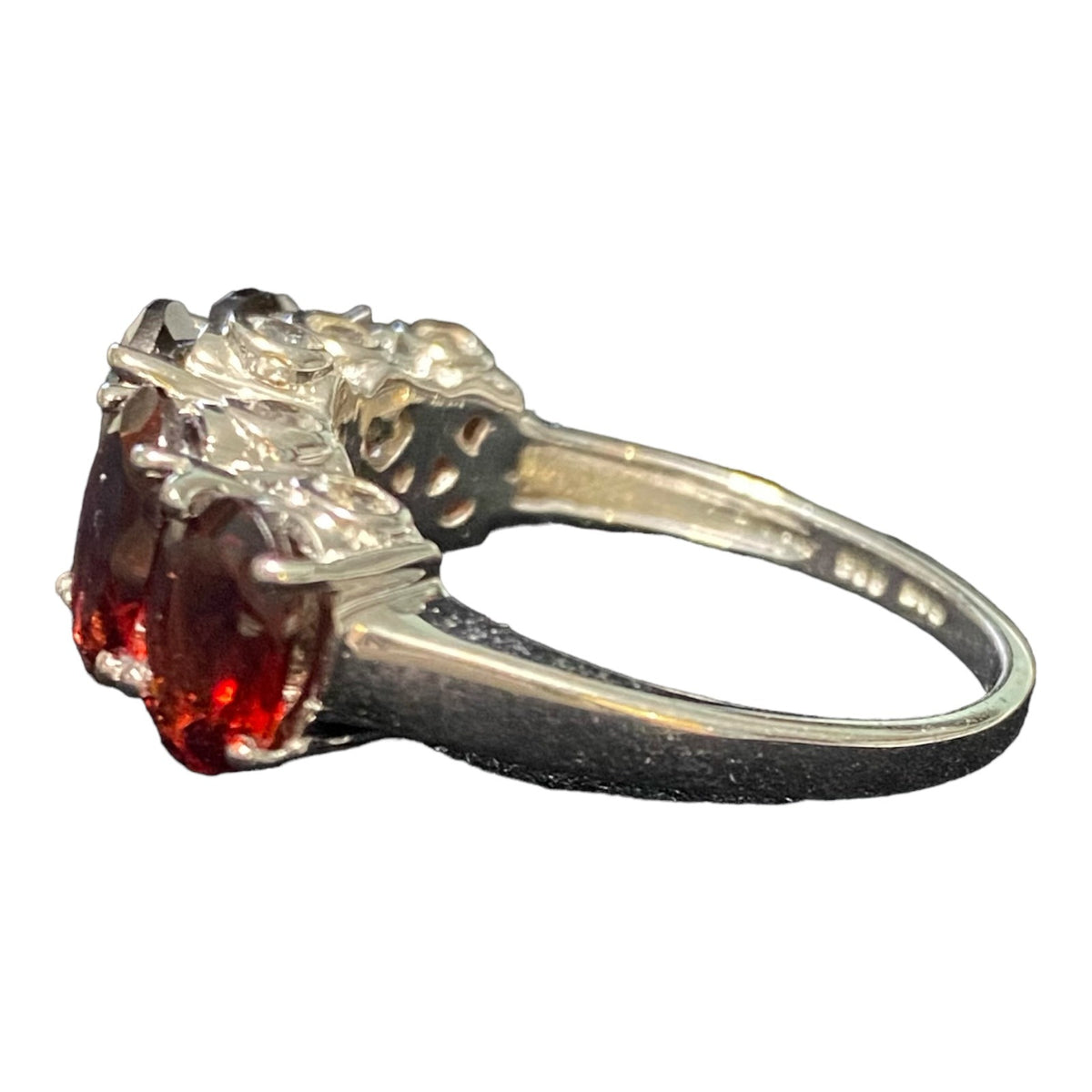 Garnet Size 9 Ring 5 Oval Stones 9 Carats Jewelry Sterling Silver Stamped 925