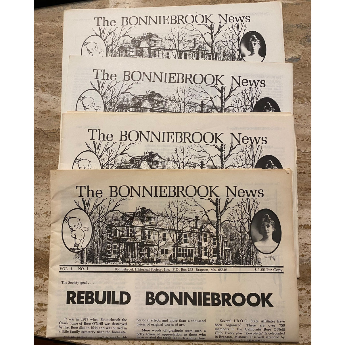 Vintage 1976-1977 The Bonnibrook News Issues 1-4 Set Historical Society Collectible Newspapers Rose ONeill Memorabilia
