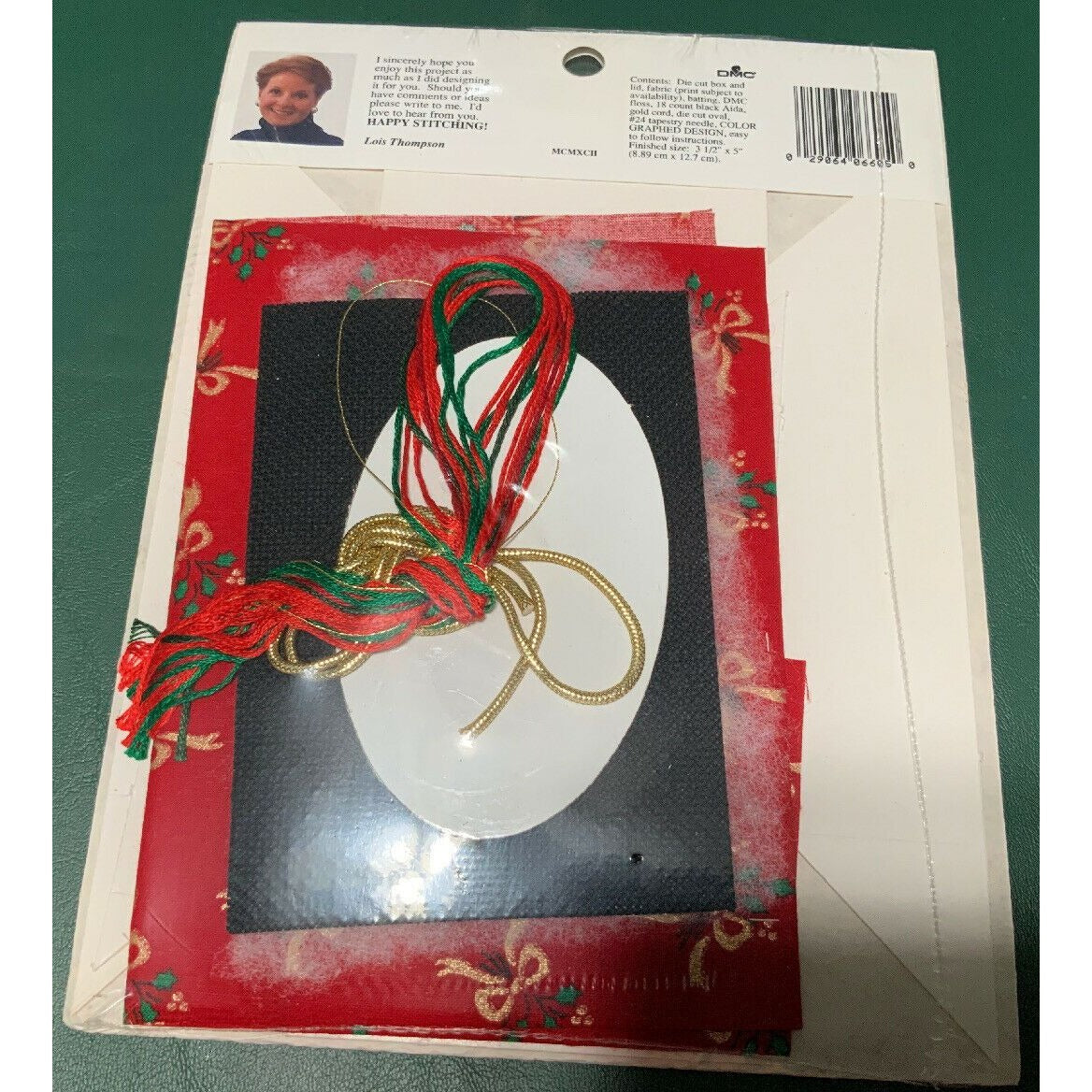Fabric Box Holiday Cross-Stitch Kit Poinsettia Design By Designs For The Needle Inc. Sealed Vintage Craft Set