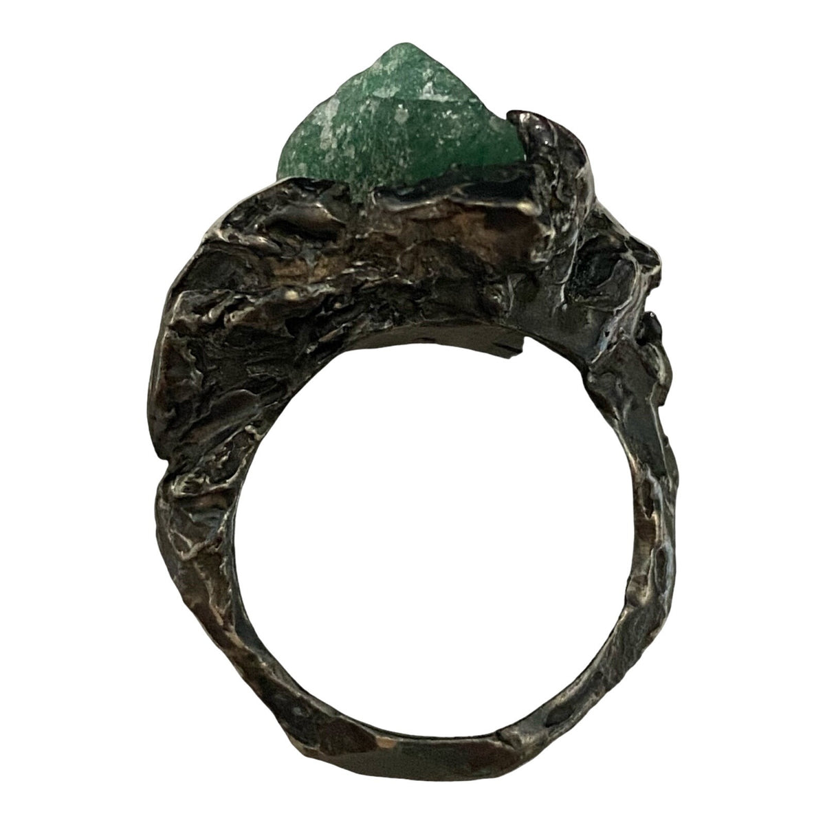 Ring Aventurine Size 7 Sterling Silver Rustic