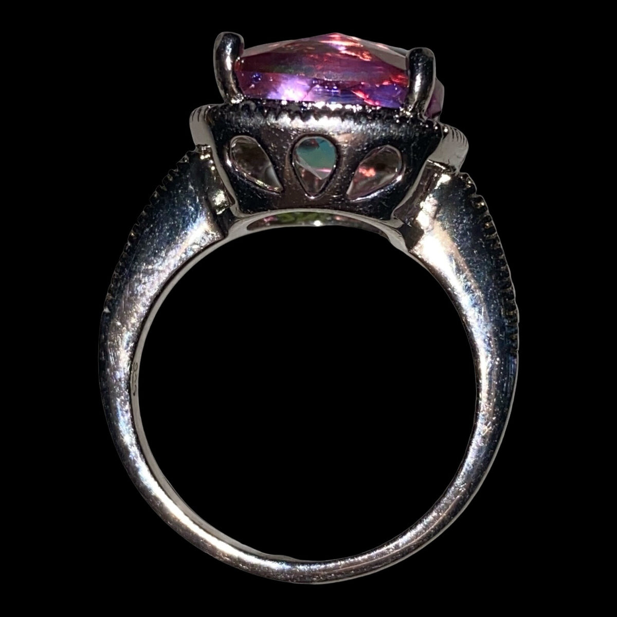 Ring Pink Spinel Diamonds Size 7.5 17 Stones 3.568 Carats Women Sterling Silver 925