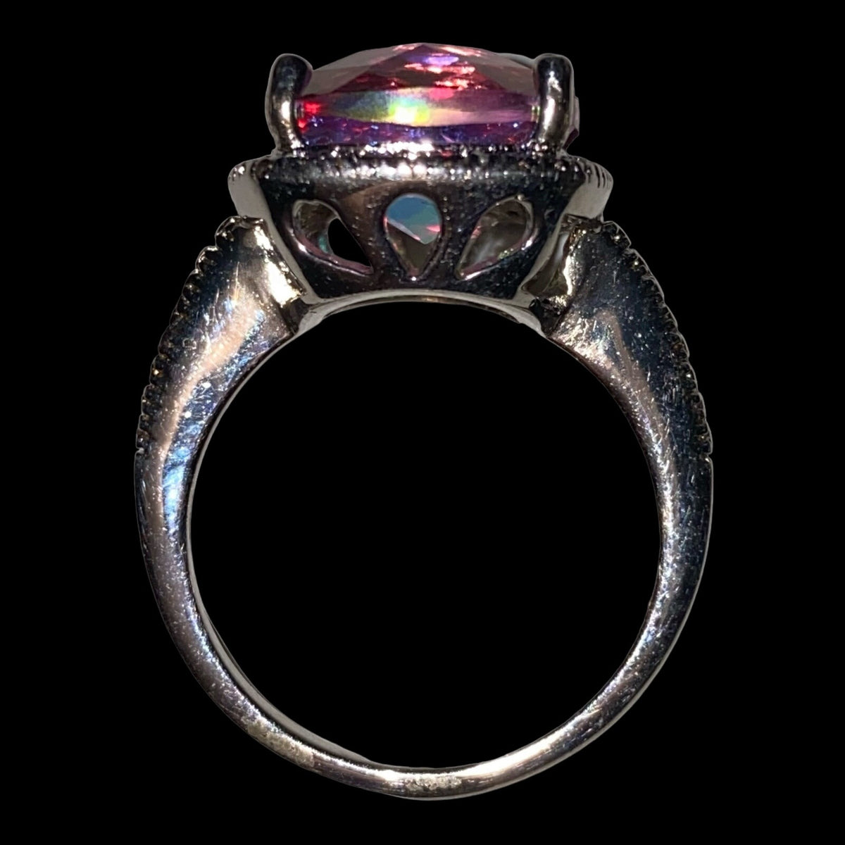 Ring Pink Spinel Diamonds Size 7.5 17 Stones 3.568 Carats Women Sterling Silver 925