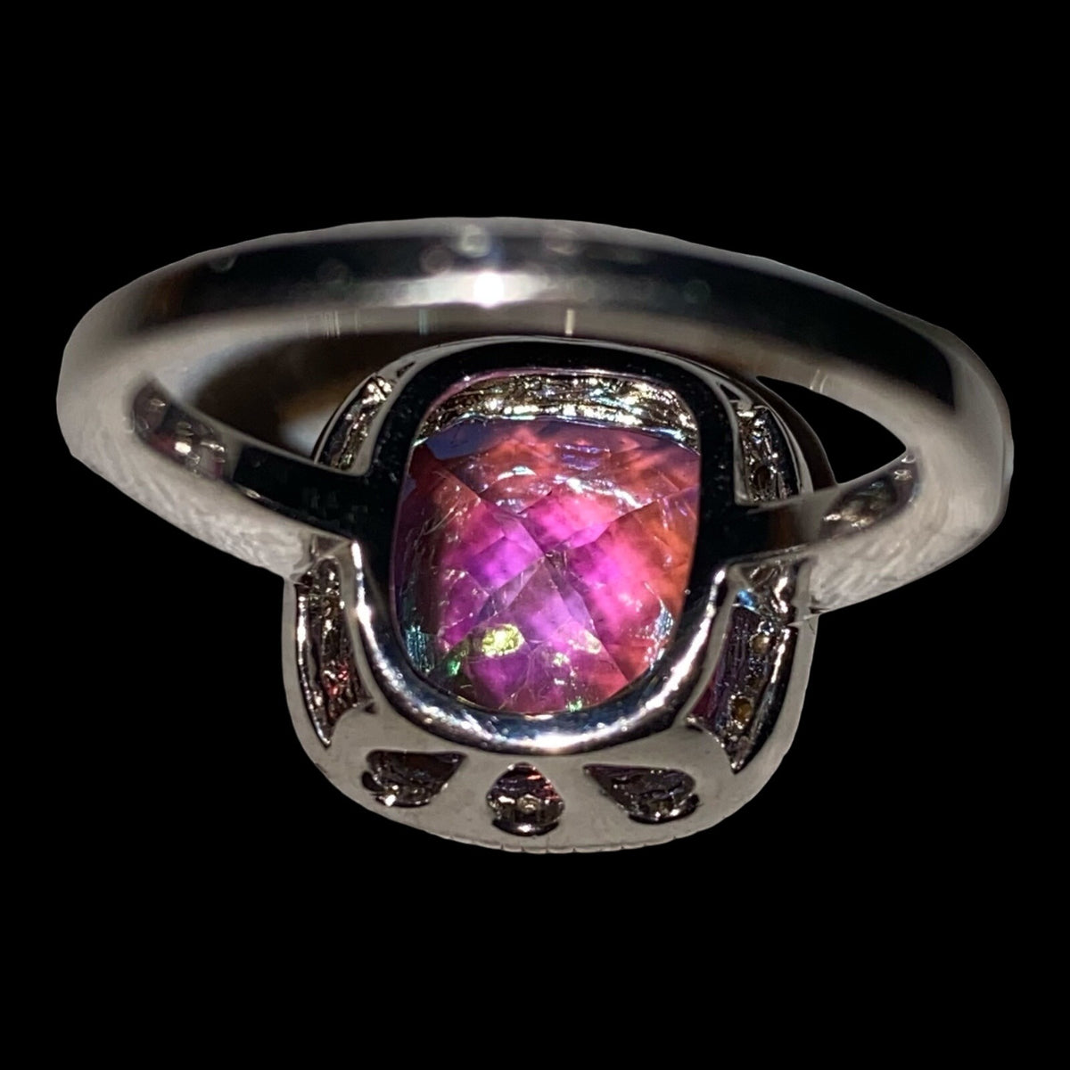 Ring Pink Spinel Diamonds Size 7.5 17 Stones 3.568 Carats Women Sterling Silver 925