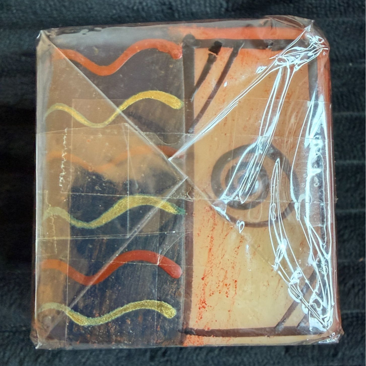 Hand-Painted Fair-Trade Nobunto 2.25" Square Candle Bongazi Orange & Brown
