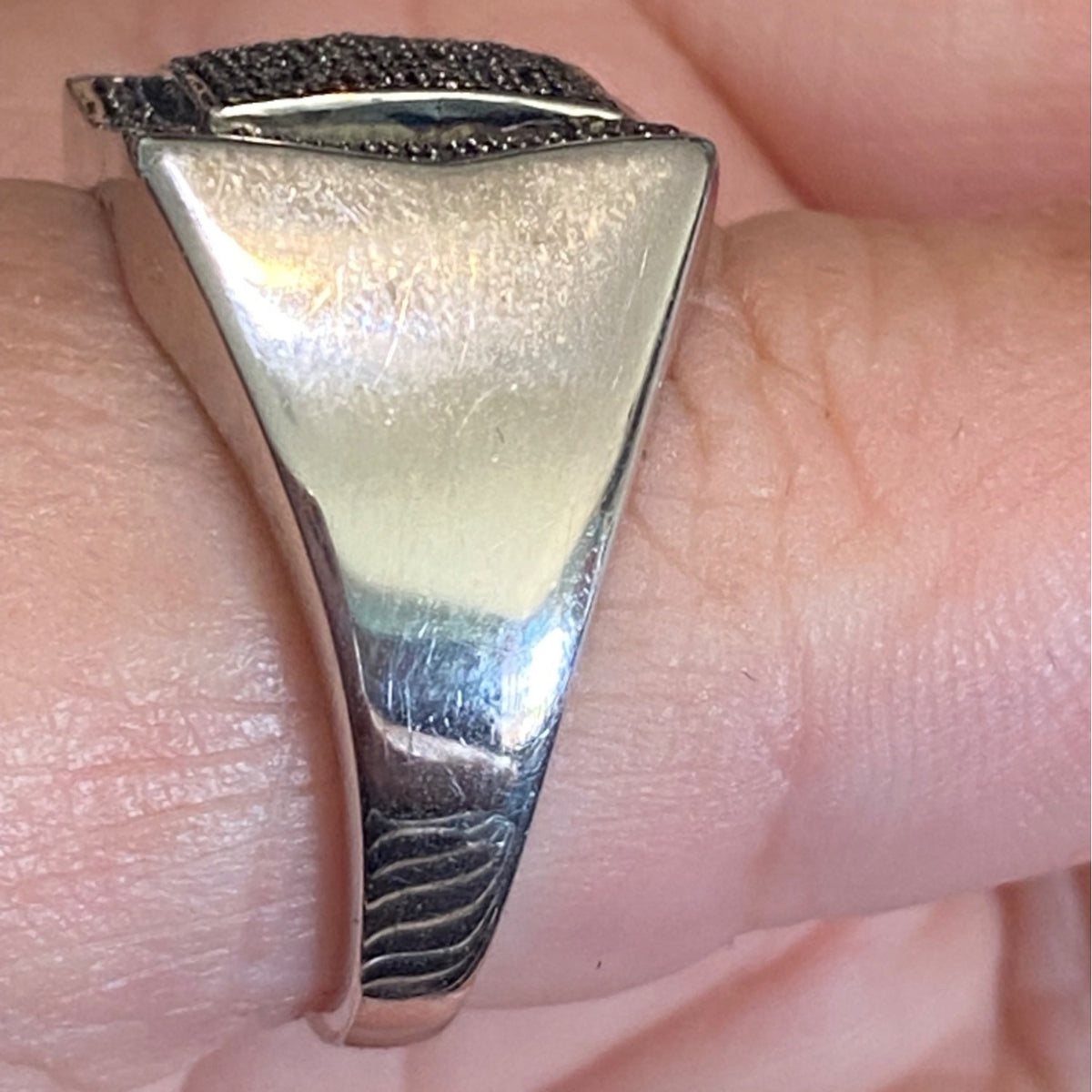 Ring Size 10.5 Black Diamonds Sterling Silver 925 Women Semi-Precious Stone
