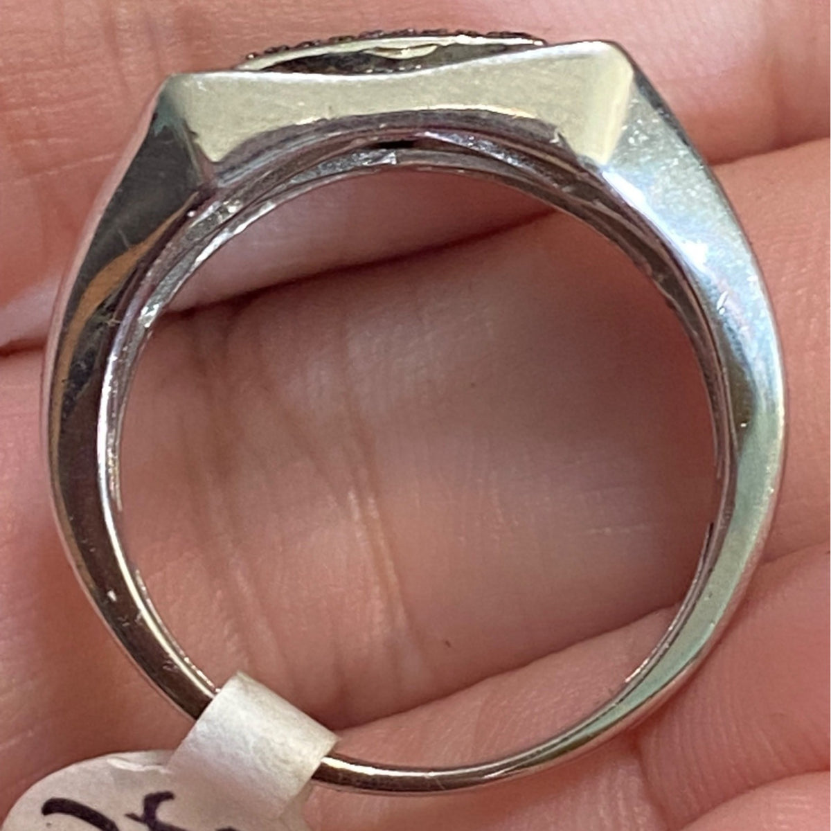 Ring Size 10.5 Black Diamonds Sterling Silver 925 Women Semi-Precious Stone