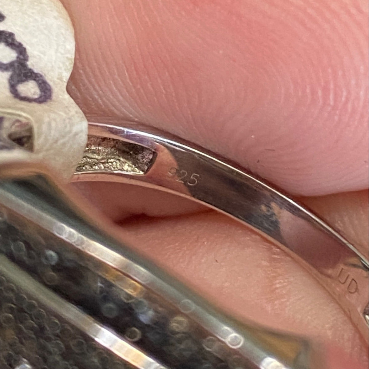 Ring Size 10.5 Black Diamonds Sterling Silver 925 Women Semi-Precious Stone