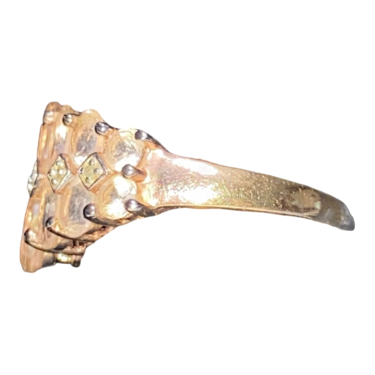 Ring 20 Gemstones Size 7 7.025 Carats Pale Pink Tourmaline .373 Carats Diamonds Women Sterling Silver 925 Gold Over Silver Vermeil