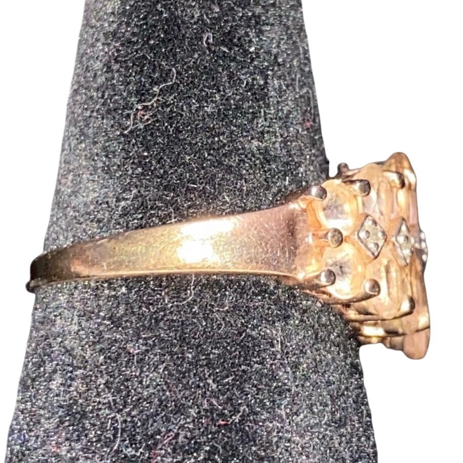 Ring 20 Gemstones Size 7 7.025 Carats Pale Pink Tourmaline .373 Carats Diamonds Women Sterling Silver 925 Gold Over Silver Vermeil