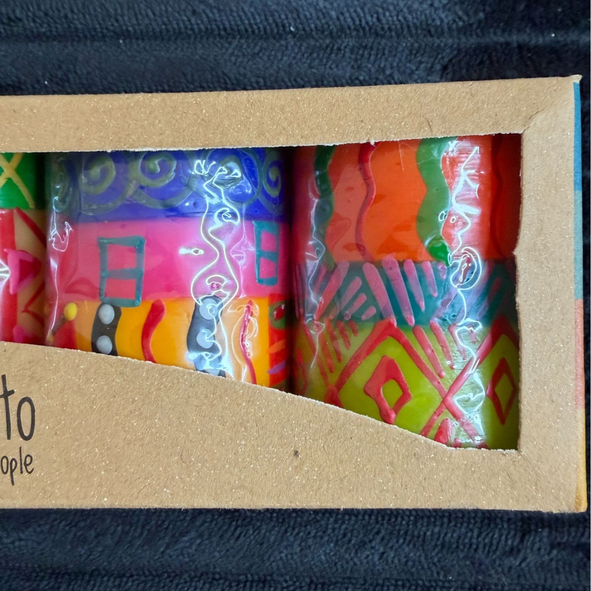 Nobunto Hand-Made Fair-Trade South African Shahida 2.5" Votive Candle 3-Pack Vibrant Colors & Patterns Unique Gift Decor Eco-Friendly