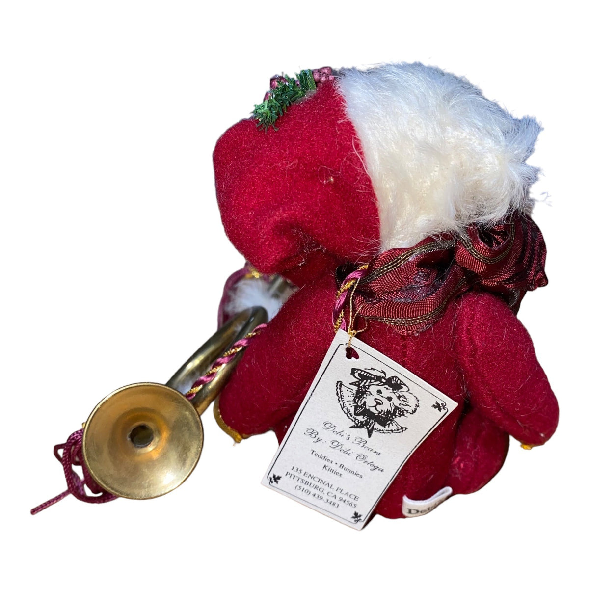 By Debs Bears "Little Elf" Teddy Bear With Brass Horn