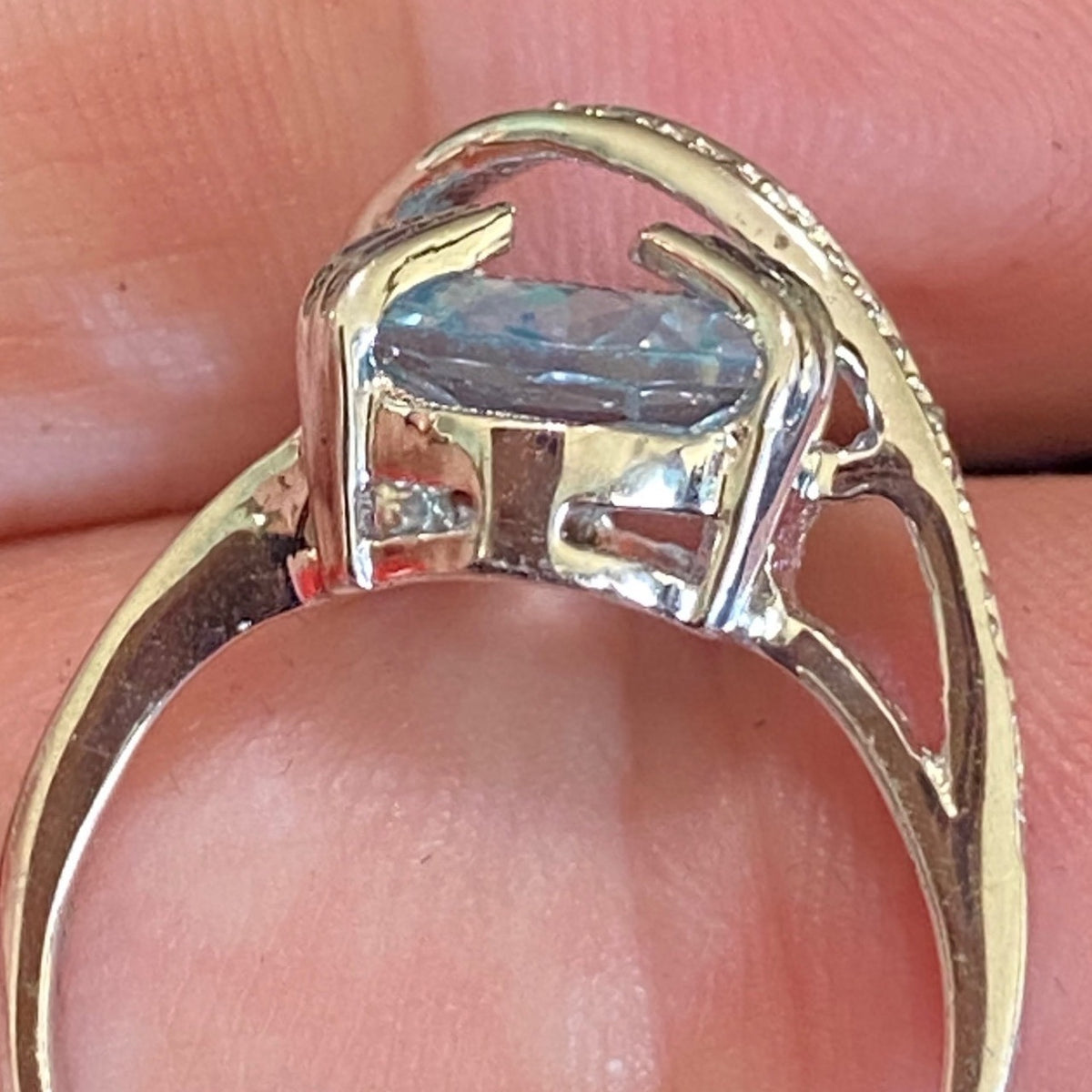 Ring Size 6.5 Blue Topaz Sterling Silver 925 Women Semi-Precious Stone