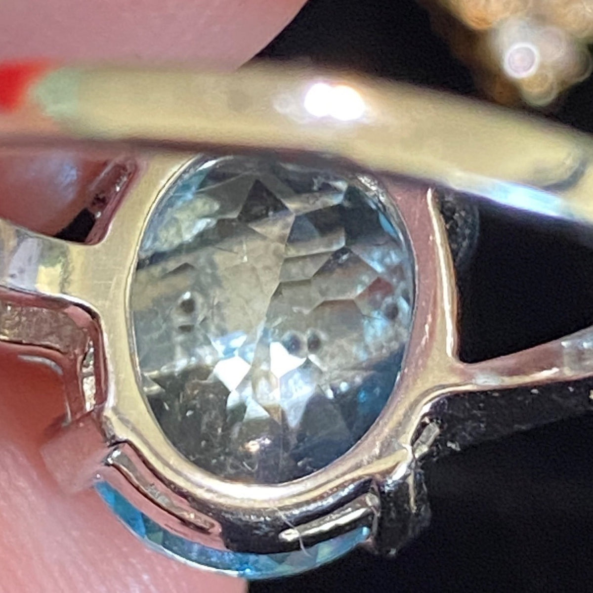 Ring Size 6.5 Blue Topaz Sterling Silver 925 Women Semi-Precious Stone