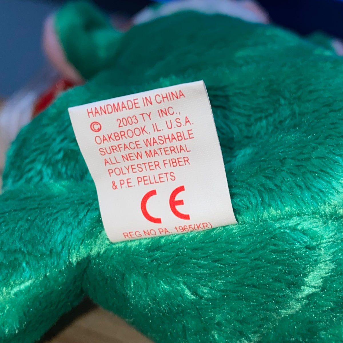 Ty Beanie Babies Tidings Mouse Plush Holiday Christmas Collectible Vintage-Style With Gift & Striped Hat